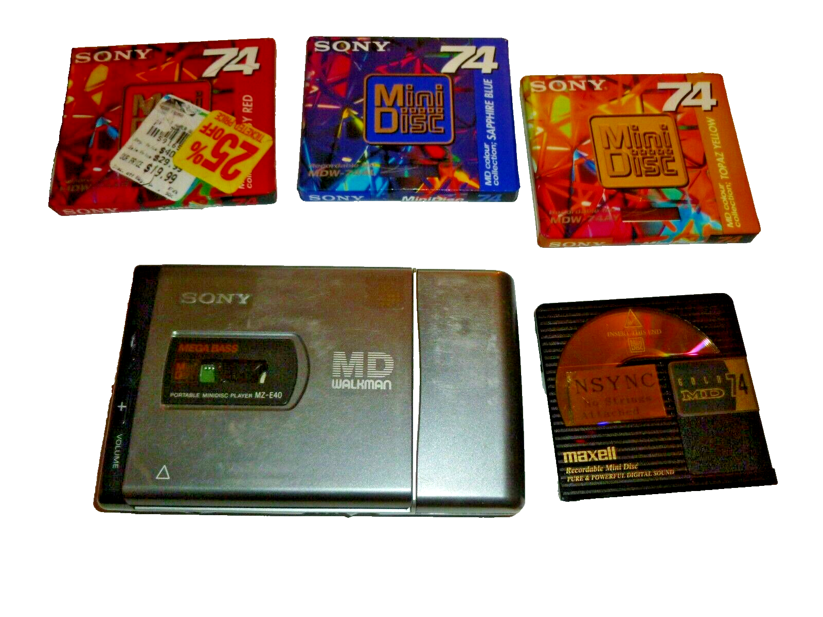 Vintage SONY WALKMAN MD MINIDISC PLAYER MZE40 W/Discs eBay