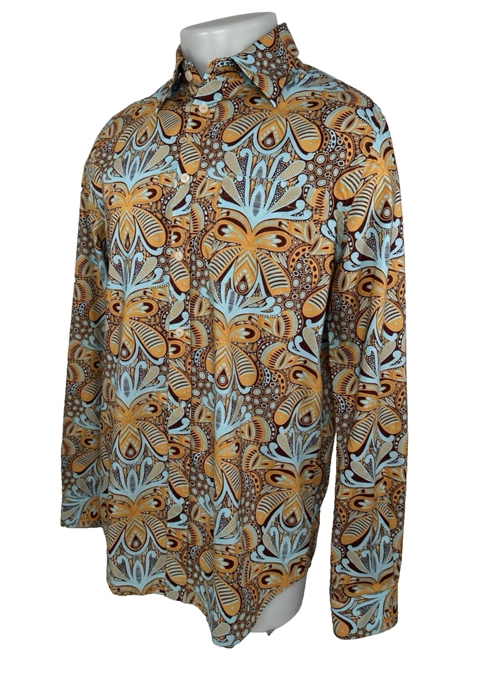 CUSTO BARCELONA - Abstracto Geométrico Floral Hombre Md. Camisa Foto 3 de 4