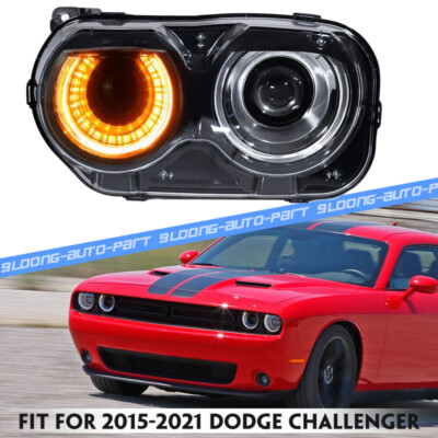 Driver Left For 2015-2023 Dodge Challenger Halogen Headlight w/LED DRL Headlamp