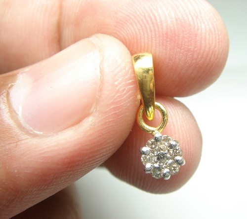 0.23ct Natural Round Diamond 14K Yellow Gold Anniversary Solitaire Look Pendant - Picture 3 of 4