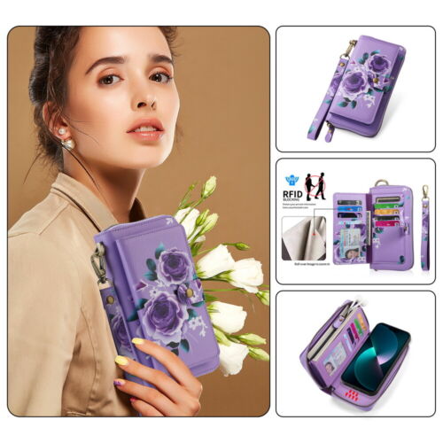 Large Capacity Multifunction Wallet Case Detachable Magnetic Cover for iPhone - Picture 48 of 84