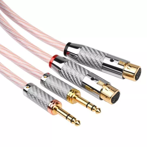 Paar OCC Silber gemischt Hifi TRS 6,35mm Stecker auf 3 Pin XLR Kabel Audio 12 Stränge - Bild 10 von 16