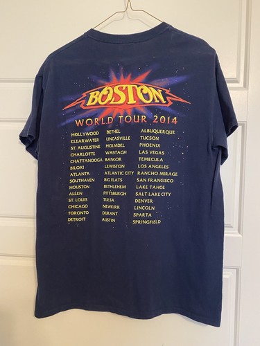 Gildan Boston World Tour 2014 T-Shirt Men's Double Sided Short Sleeve Blue Sz M - Picture 5 of 7