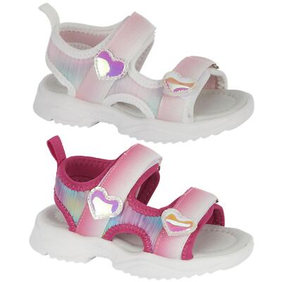 Kinder Mädchen Strand Maultier Sommer Sandalen offene Zehenpartie mit Berührung schließen Befestigungsgurt