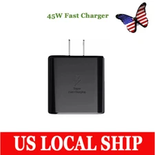 Black Fast Wall Charger 45W Type C Adapter USB-C Wall Charger For Samsung S22 23