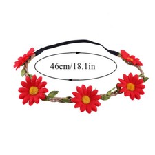 Sunflowers Daisy Flowers Boho Headband Five Flowers Weaving Elastic Hair Band