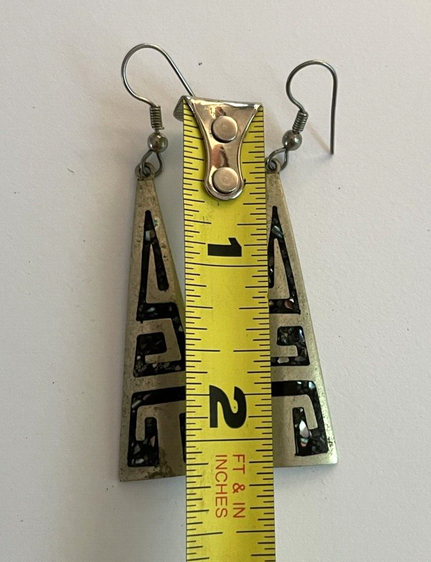 Sterling Silver & Abalone Shell Dangling Earrings… - image 4