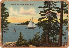 METAL SIGN - Maine Postcard - View of Five Islands Harbor, Maine