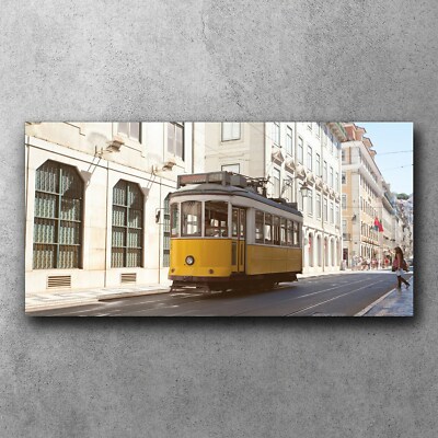 Canvas Wandbild Leinwand Wandbilder 120x60 Traditionelle Straßenbahn Lissabon
