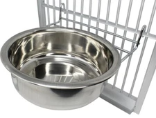 800118 Stainless Steel 64oz Hook Cup Bowl Cage Cup Dish Bird Dog Food Water