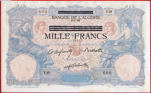 $TUNECINA 1.000 1000 FRANCOS 9,7. 1892 Ocupación alemana 1942 - P 31 AUNC++ - Imagen 2 de 6