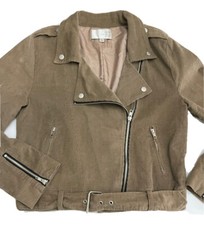 Women’s Joa Los Angeles Sz M Brown Corduroy Zip Front Moto Jacket
