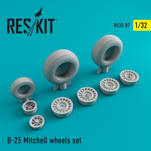B-25 Mitchell wheels set for plastic scale model kit ResKit RS32-0087 Scale 1:32 - Picture 11 of 12