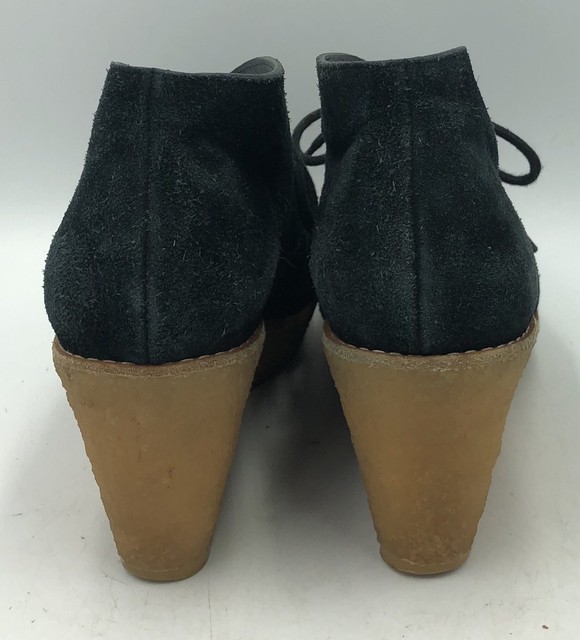 wedge suede booties with laces