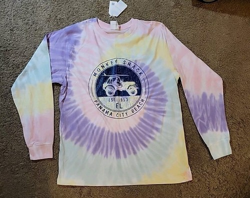 Maglietta a maniche lunghe Dreamsicle Tie Dye Monkey Shack ""Panama City Beach"" taglia XL - Foto 2 di 2