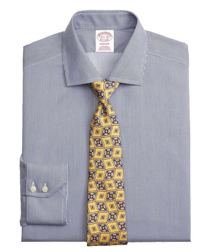 NWOT Brooks Brothers Non Iron Blue & White Shirt 16-32/33 Slim