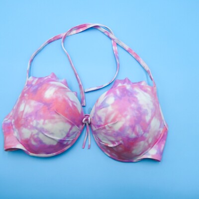 Victorias Secret 38D Pink Tie Dye Bombshell Underwired Push-up Bikini Top Swim