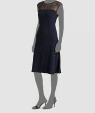 $197 Lauren Ralph Lauren Women's Blue Lace-Chest Sleeveless Sheath Dress Size 2