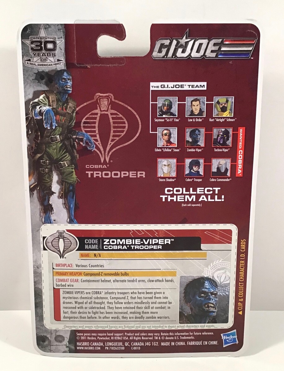 GI Joe 30th Anniversary Cobra Zombie Viper carded figure 2011 POC