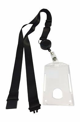 5 pcs 3-in-1 RFID Badge Reel Breakaway Lanyard Hard Plastic ID Card Holder