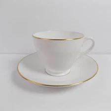 Spode Bone China Cup & Saucer Y6663 White Gold Trim England