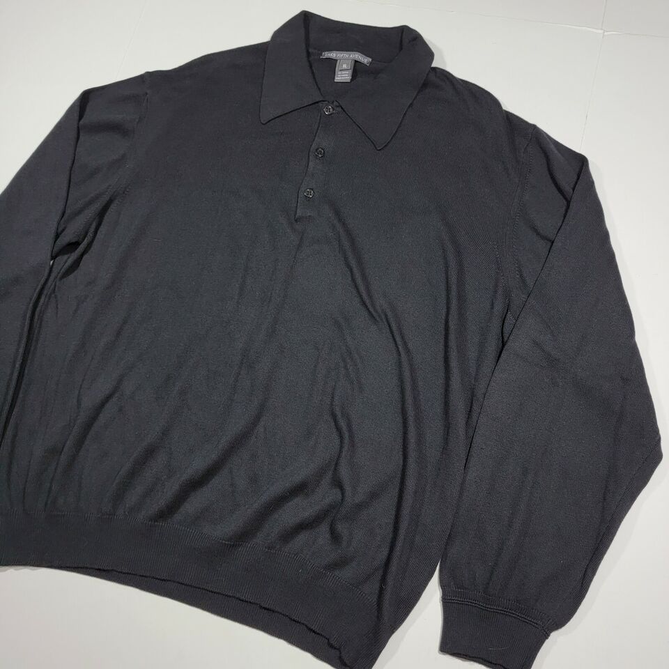 Saks Fifth Avenue Men's Pullover Polo Sweater - Black - Cotton Modal ...