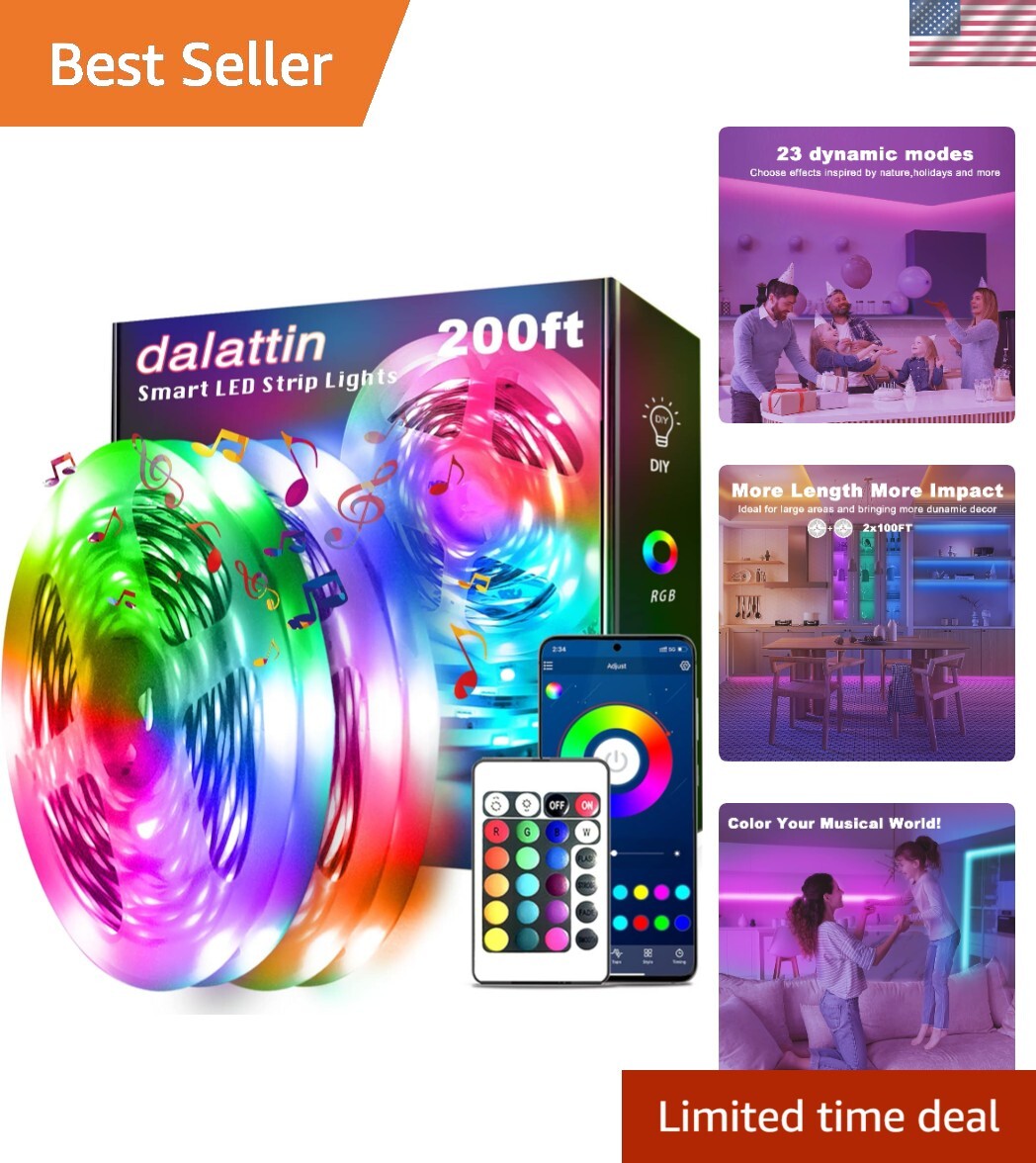 Led Lights for Bedroom 200ft, Smart Led Strip Lights with App Control Remote,...