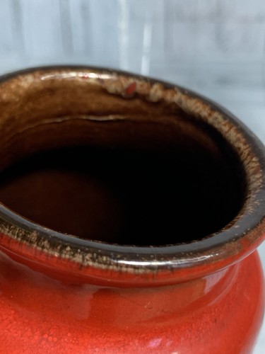 Vtg. West Germany Pottery Vase Red With Black Design 233-15 - Picture 8 of 9