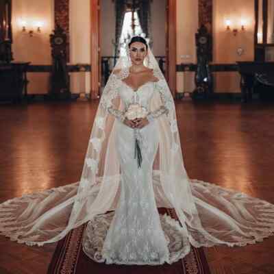 Mermaid Wedding Dresses Boho Long Sleeves Bridal Gowns Without Veil Sweep  Train | eBay