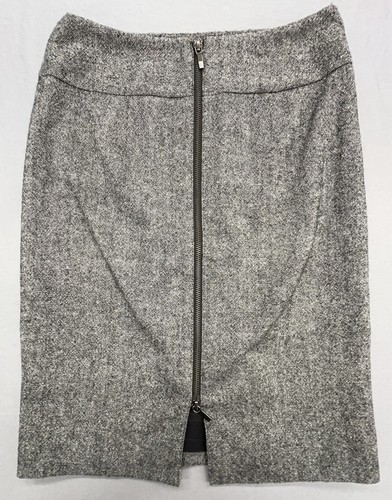 Banana Republic Skirt 4 Gray Wool Blend Double Zip Career Preppy Academia - Picture 2 of 9