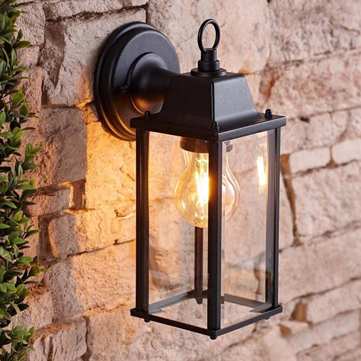 Black Beveled Garden Metal Wall Light Lantern Lamp Waterproof Outdoor IP43 42W