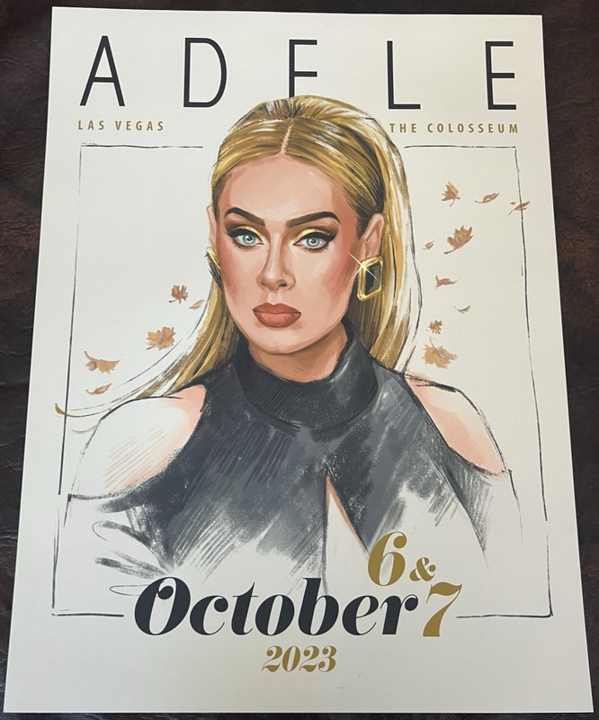 Official "Weekends with Adele" Tour Poster 10/06-07/2023 - brand new!