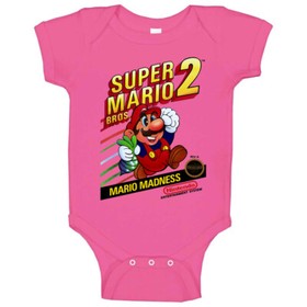 Super Mario Bros 2 Retro Nes Box Art Baby One Piece