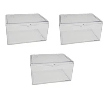 (Pack of 3) CSP 100-Card Size Hinged Plastic Box For Trading Cards Snap Closure