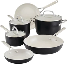 Hard Anodized Ceramic 9-Piece Nonstick Cookware Set – Includes Fry Pans, Saucepa