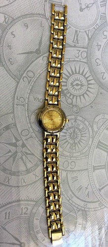 oleg cassini womens two-tone watch small round gold accented