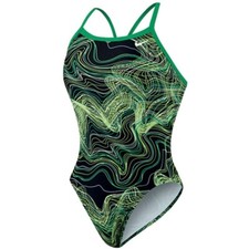 NIKE String Theory Classic Lingerie Tank Black Green Swim Suit NEW Girls 10 26
