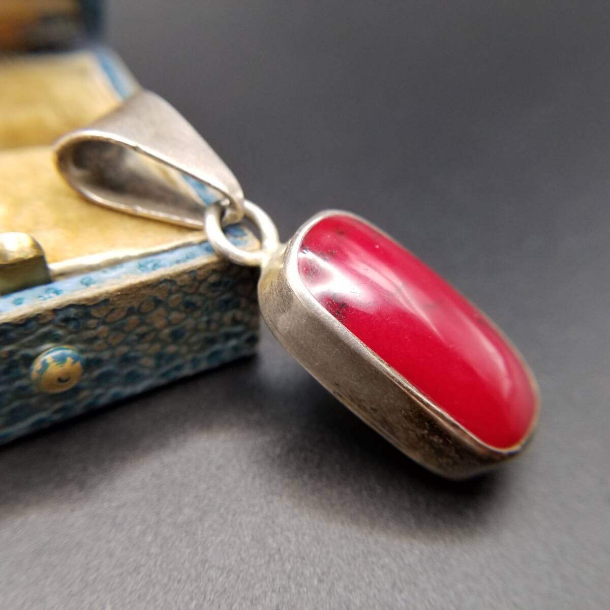 Mexico 925 Silver Red Jasper Rectangle Vintage Ch… - image 3