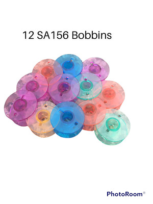 12 Pack Rainbow Assortment Sa156 Bobbins For Baby Lock Machines