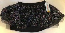 Girls S 6-7, M 8, OR XL 14Black Metallic Rainbow Tulle Spiderweb Halloween Skirt