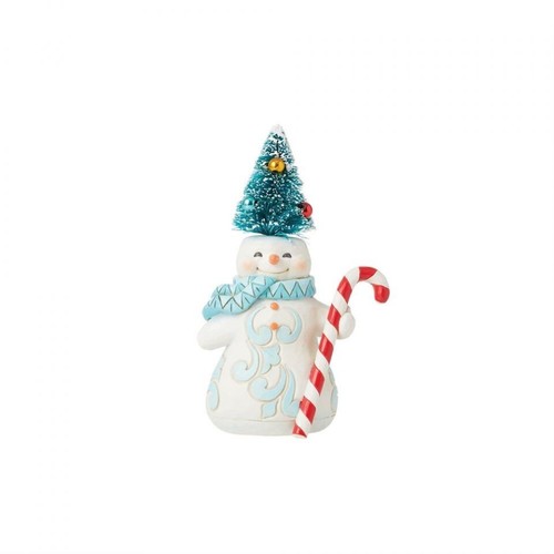 Jim Shore PINT SIZE SCHNEEMANN MIT SISALBAUM HUT FIGUR - ZUCKERSTANGE CRUSH 6015468 - Bild 1 von 4