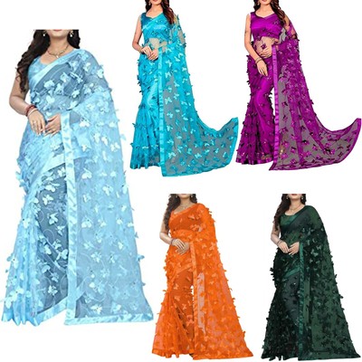 Women's Butterfly Designer Net Saree Blouse Bollywood Style For Wedding  Parywear | eBay
