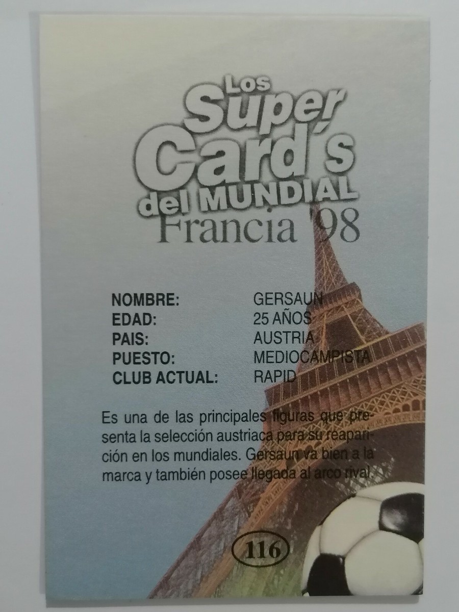 FRANCE 98 #116 Andreas Herzog Austria CARD FIFA WORLD CUP 1998