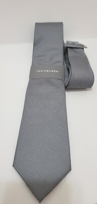 Van Heusen Necktie Gorgeous Gray W/Tiny Diamond Pattern Polyester Blend NWT 