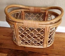 Bamboo Rattan Vintage Magazine Towel Basket