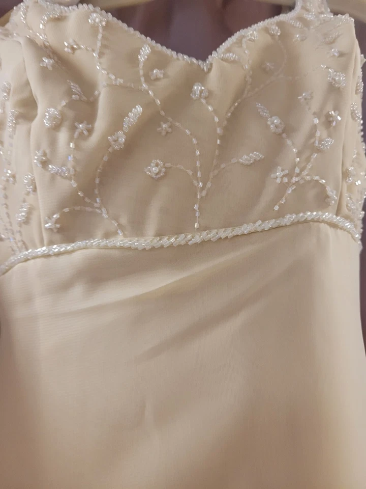 Alfred Angelo, 1570, talla 8, marfil, gasa, rebordear corpiño, tren corto Foto 2 de 4