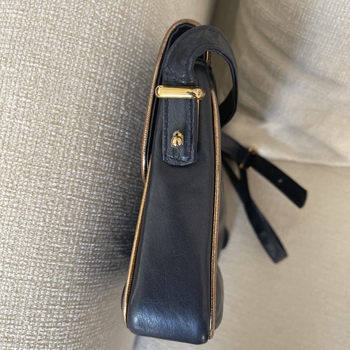 Vintage MADLER Germany handbag shoulder bag purse blue leather  