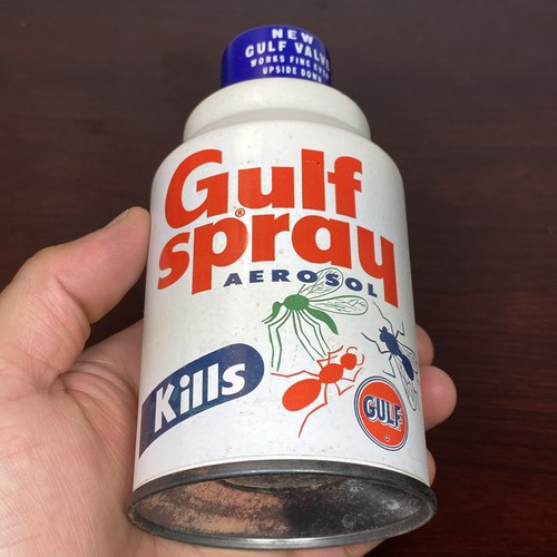 VTG 1950’s GULF OIL CORP Spray Advertising Grenade Aerosol Can Kills Bugs RARE**