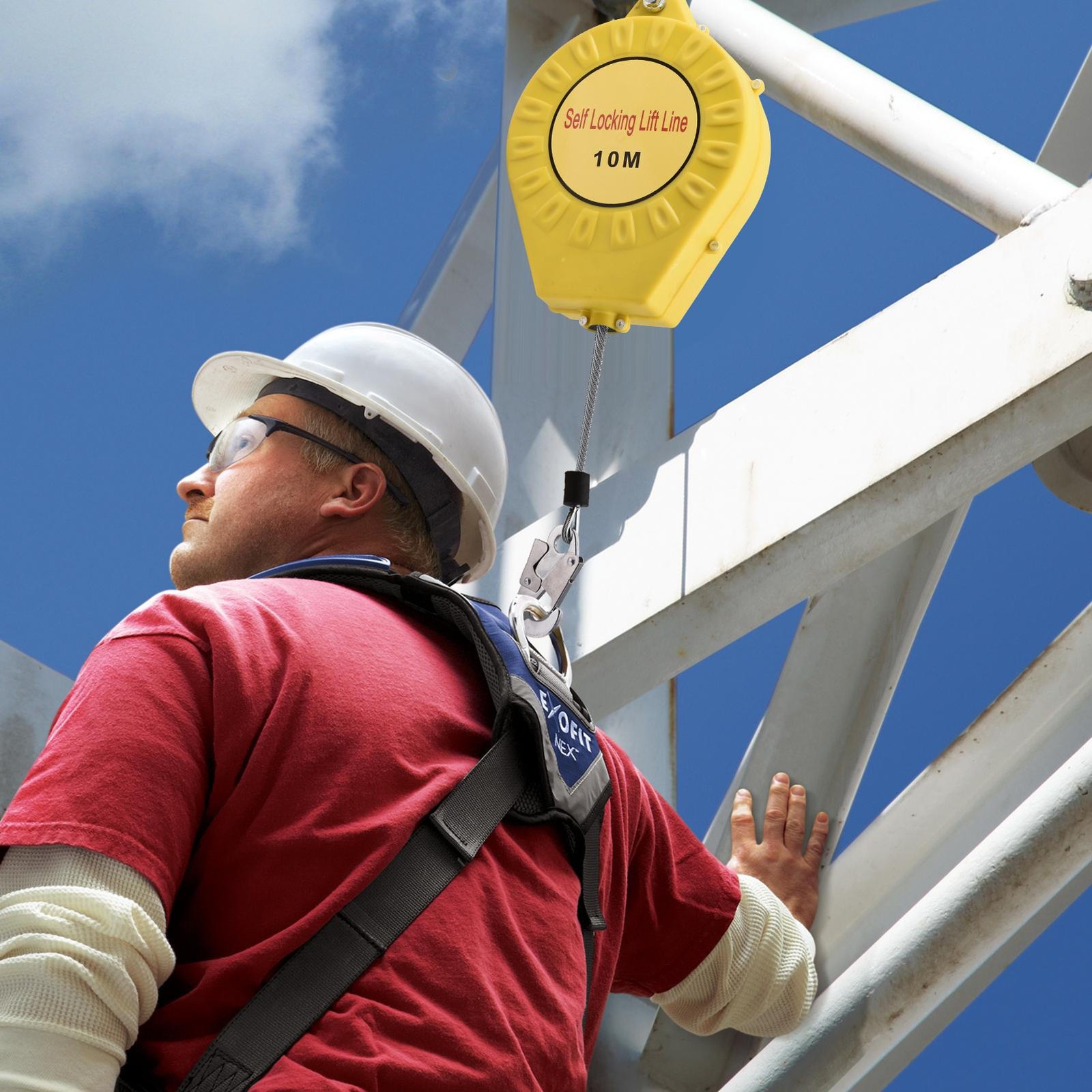 32ft Self Retracting Lifeline Lanyard Fall Arrester Protection+Hook Rope 330lbs