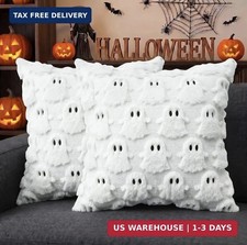 Halloween Ghost White Throw Pillow Cover Set of 2, 16 x 16 Inch